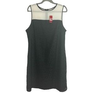 NWT Avenue 14/16 Black Lace Sheer White Dress